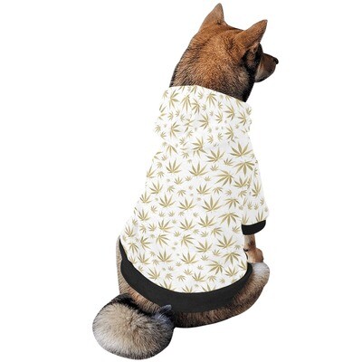 🐕🐅 Dog hoodie, fuzzy warm buttoned dog sweater, dog clothes, Gift, 6 sizes XS to 2XL, Halloween costume, marijuana, cannabis, weed, leaves, rasta, jamaica, gold