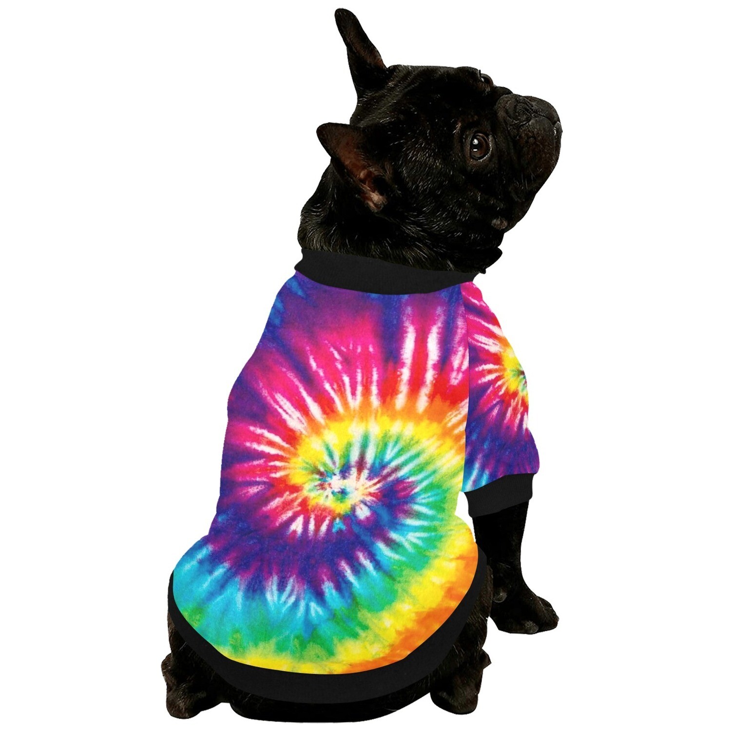 🐕☮︎ Dog Sweatshirt rainbow Tie dye, Hippie, Fuzzy warm buttoned Dog Sweater, Dog clothes, Dog clothing, 6 sizes XS to 2XL, Gift for dogs