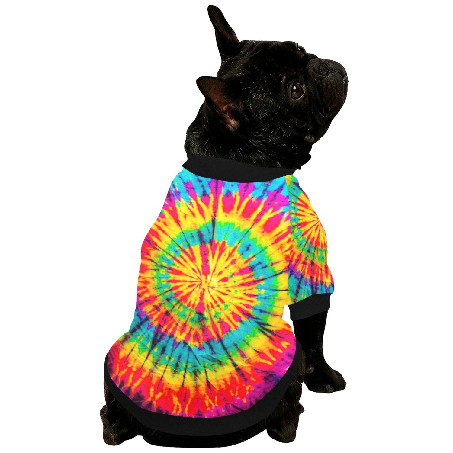 🐕☮︎ Dog Sweatshirt rainbow Tie dye, Hippie, Fuzzy warm buttoned Dog Sweater, Dog clothes, Dog clothing, 6 sizes XS to 2XL, Gift for dogs