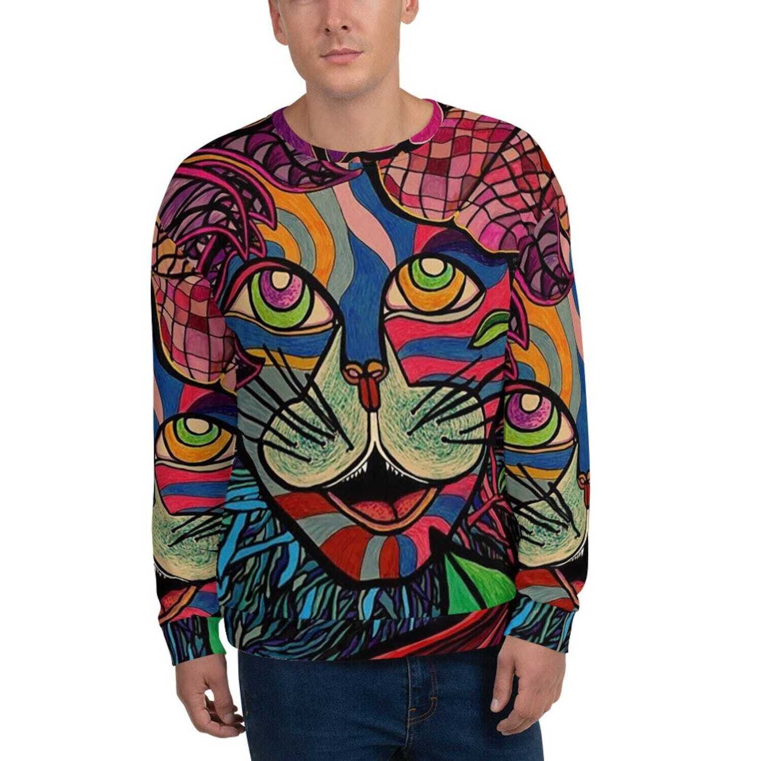 👸🏽🤴🏽🐅 Unisex Sweatshirt Tiger in tropical jungle by Maru, premium Sweater, soft & warm, fleece inside, Gift for Cat Lovers, Made in the USA