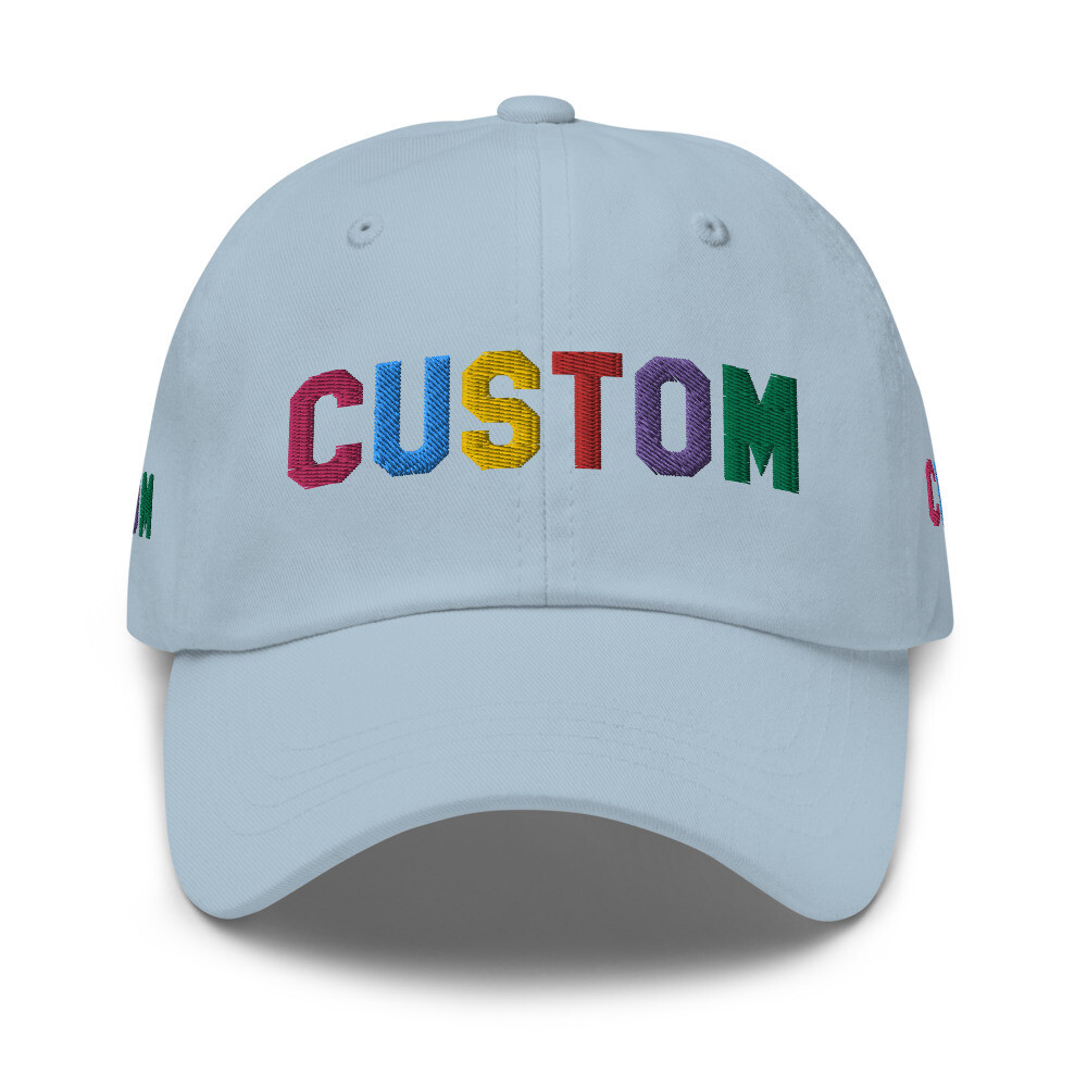 👸🏽🤴🏽🧢Custom Embroidered Hat, Personalized Dad Hat, Baseball Cap, Design your own hat, Add your own text, choose your font, design 4 sides, gift