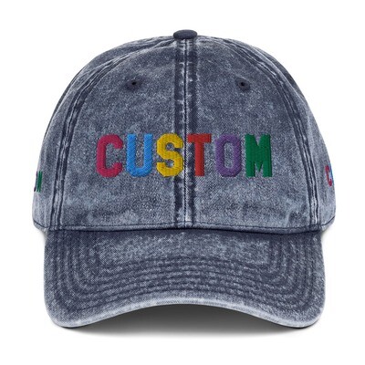 👸🏽🤴🏽🧢Custom washed-out vintage Embroidered Hat, Personalized Dad Hat, Baseball Cap, Design your own hat, Add your own text, choose your font, design 4 sides, gift