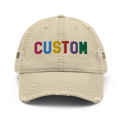 👸🏽🤴🏽🧢Custom distressed Embroidered Hat, Personalized Dad Hat, Baseball Cap, Design your own hat, Add your own text, choose your font, design 4 sides, gift