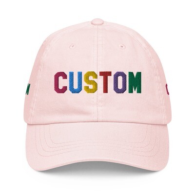 👸🏽🤴🏽🧢Custom Pastel Embroidered Hat, Personalized Dad Hat, Baseball Cap, Design your own hat, Add your own text, choose your font, design 4 sides, gift