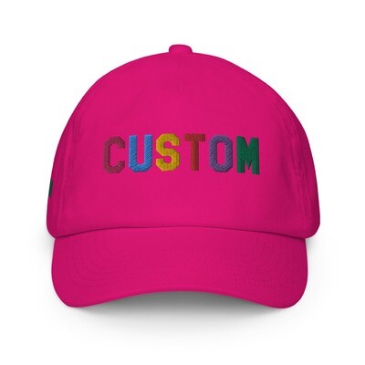 👸🏽🤴🏽🧢Custom Kids Embroidered Hat, Personalized Dad Hat, Baseball Cap, Design your own hat, Add your own text, choose your font, design 4 sides, gift