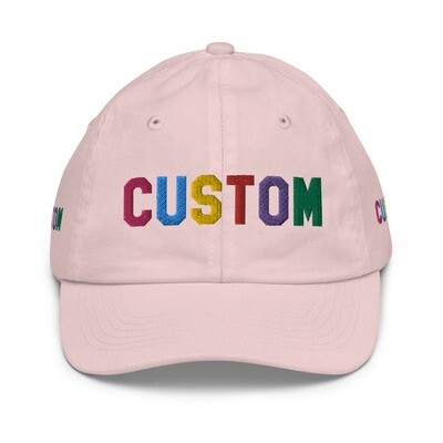 👸🏽🤴🏽🧢Custom Youth Embroidered Hat, Personalized Dad Hat, Baseball Cap, Design your own hat, Add your own text, choose your font, design 4 sides, gift