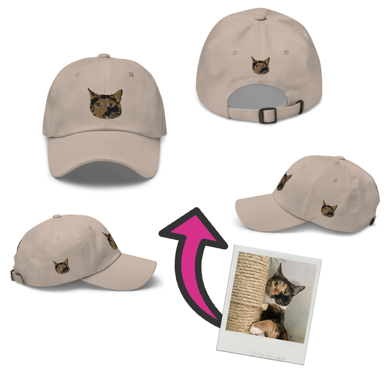 Custom Photo Embroidered Hat, Personalized Dad Hat, Baseball Cap, Design your own hat, add photo, logo, artwork, design 4 sides, custom gift