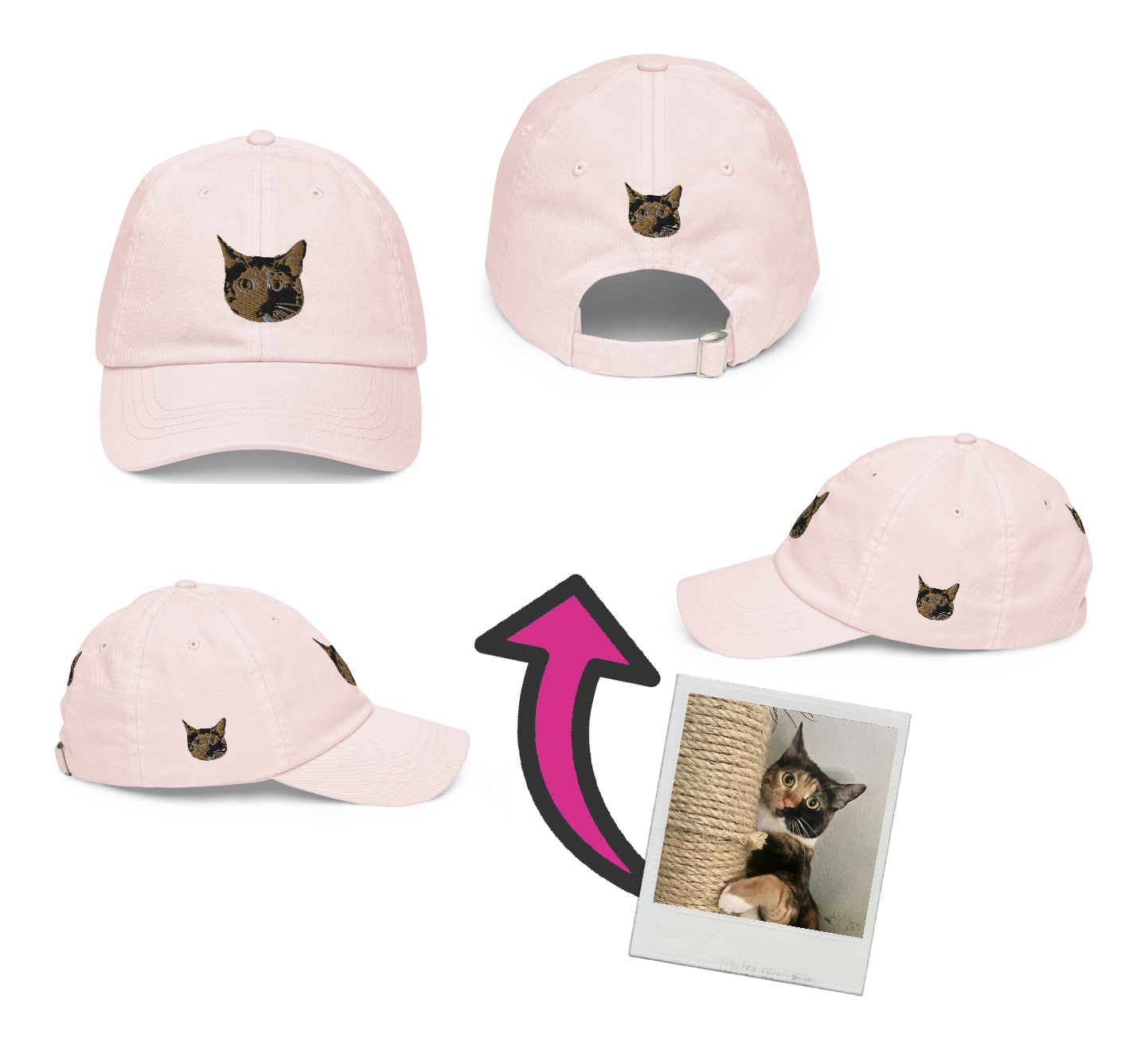 Custom Photo Pastel Embroidered Hat, Personalized Dad Hat, Baseball Cap, Design your own hat, add photo, logo, artwork, 4 sides, gift