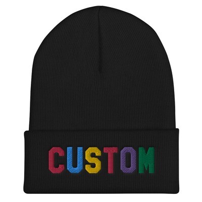 Custom Embroidered Cuffed Beanie, Personalized Beanie, design your own Beanie, add your text, choose your font, Made in USA, Embroidery