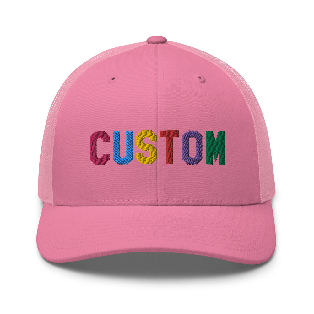 👸🏽🤴🏽🧢Custom Embroidered Retro Trucker Hat with mesh back, Personalized Dad Hat, Trucker Cap, Design your own hat, Add text, font, custom gift
