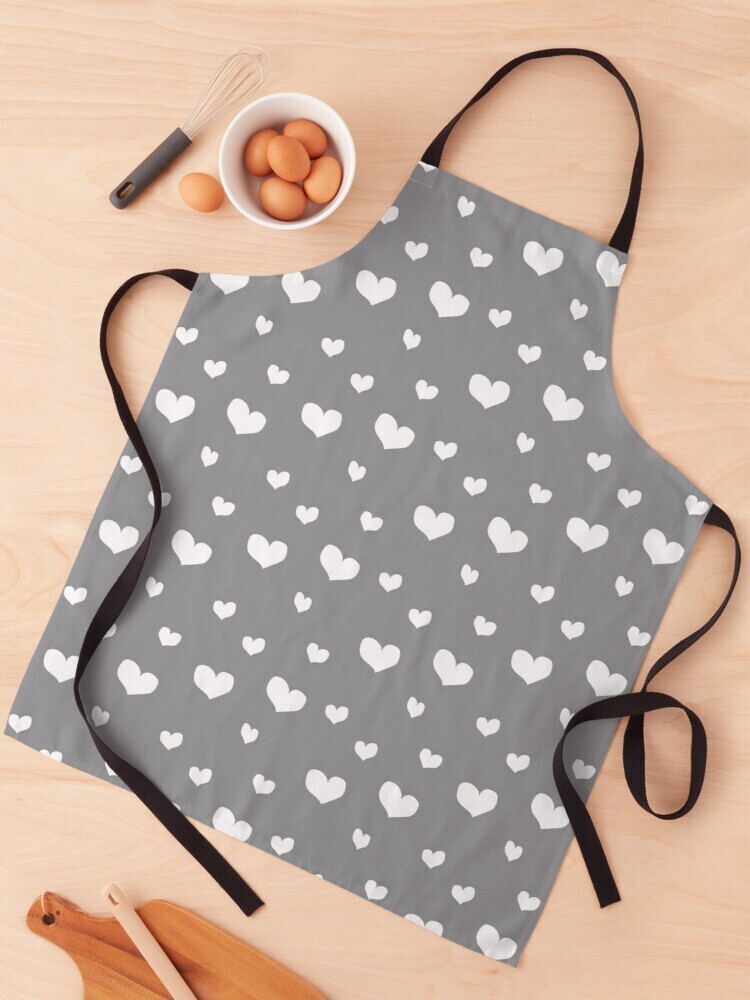 👸🏽🤴🏽💕Love Apron, Valentine Apron, Apron with white hearts on ultime gray, Valentine's day gift, Heart pattern, Made in the USA, pantone 2021