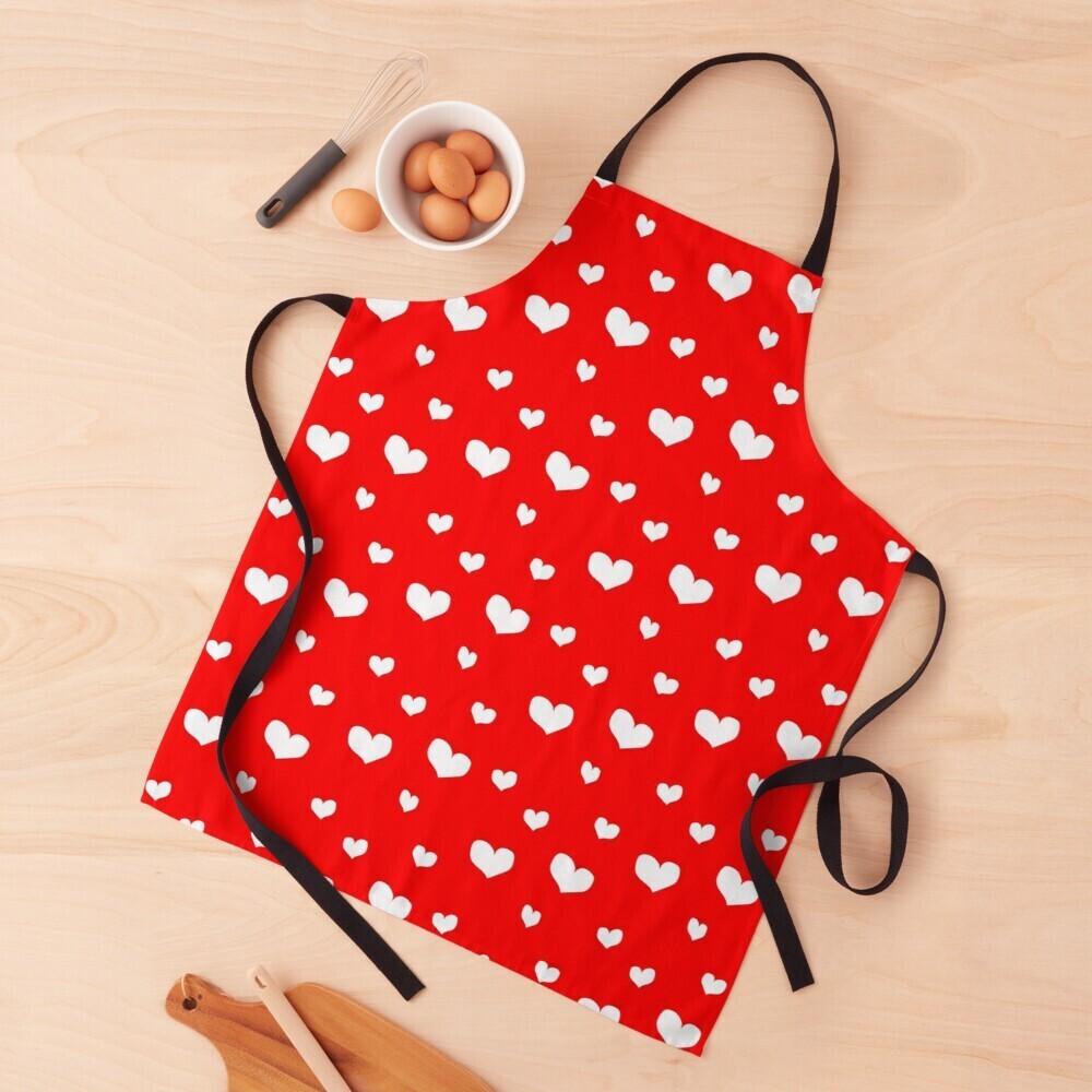 👸🏽🤴🏽💕Love Apron, Valentine Apron, Apron with white hearts on red, Valentine's day gift, Heart pattern, Made in the USA