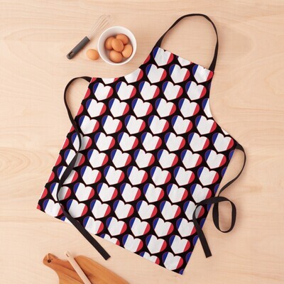 👸🏽🤴🏽🇫🇷 I Love France Apron, French Flag, French Apron, Drapeau Français, Country flag, Heart shape, Gift, Made in the USA