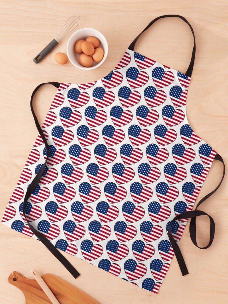 👸🏽🤴🏽🇺🇸Apron I LOVE USA, American flag, Country Flag, Fourth of July, Independence day, Heart shape, Patriotic apron, Gift, Made in the USA