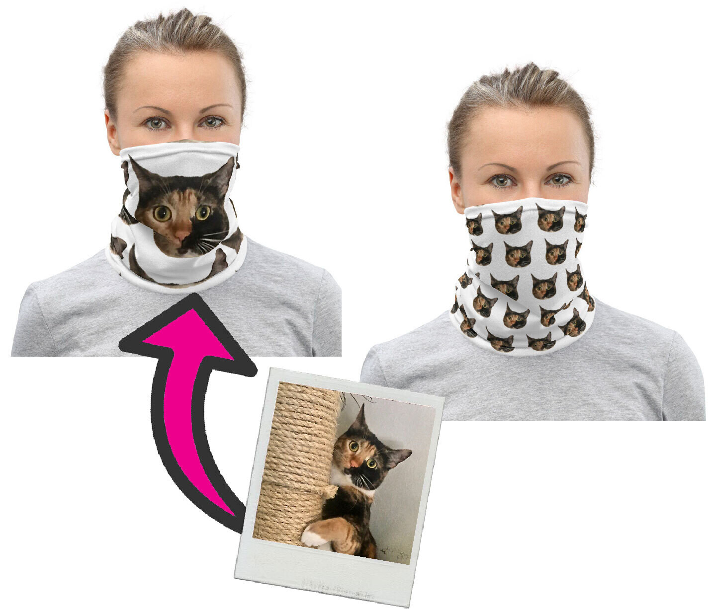 👸🏽🤴🏽Custom Photo Soft Breathable Neck Gaiter, Personalized face mask, design your own face mask, Fabric Reusable Face mask, hair accessory, add photo, logo, artwork, dog, cat, pet, faces