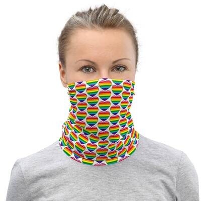 👸🏽🤴🏽🏳️‍🌈Soft Breathable Neck Gaiter Love is Love, LGBTQ flag, face mask, original pride flag hearts, mask, rainbow flag, gay flag, Gift, Made in the USA