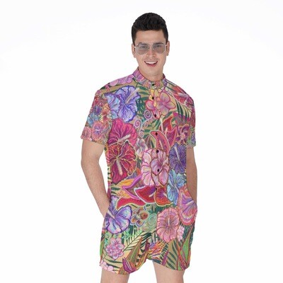 👸🏽🤴🏽🌺 Rompers Hawaiian Flowers by Maru, tropical flowers rompers, floral print rompers, floral jumpsuit, shorts jumpsuit, Hawaiian jumpsuit