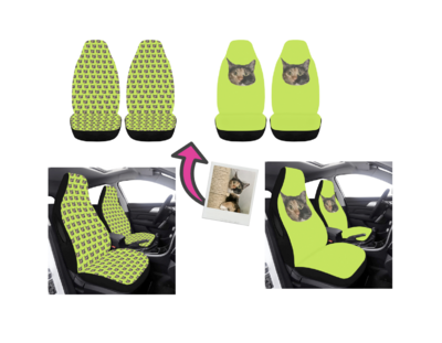 👸🏽🤴🏽🚗 Custom Car Seat Covers, Personalized Car Seat Covers, Airbag Compatible, Add Photo, Faces, Pets, Dogs, Cats, Logo, Car accessory, Gift, (Set of 2)