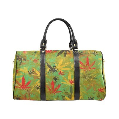 👸🏽🤴🏽🧳🍃 Travel Bag Cannabis Marijuana Weed leaves, faux leather Duffel bag, Sports bag, Weekender Bag, Weekend bag, Gym bag, Flight bag, 2 sizes