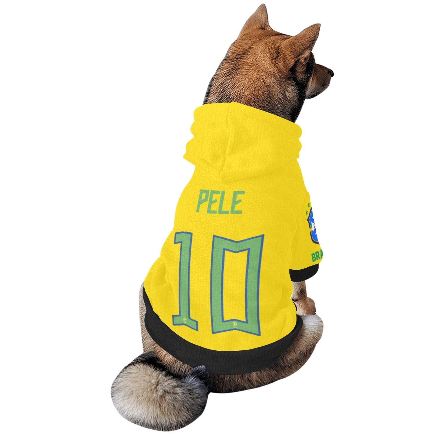 🐕⚽️ 🇧🇷 Dog hoodie Brazil Soccer Team, Pelé, 10, fuzzy warm buttoned dog hooded sweatshirt, dog hooded sweater, Dog clothes, Dog clothing, Dog apparel, Gift for dogs, Halloween