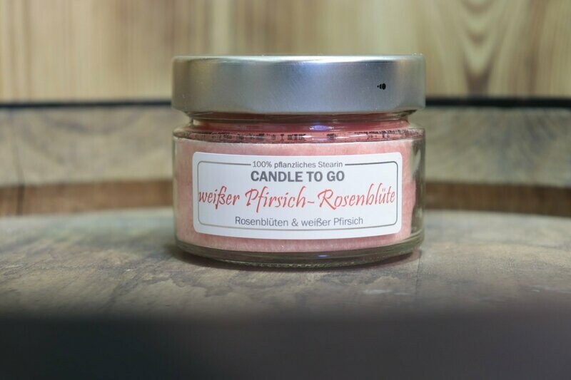 Candle To Go weißer Pfirsich, Rosenblüte (Brenndauer 20 Std.) Candle To Go weißer Pfirsich, Rosenblüte (Brenndauer 20 Std.)