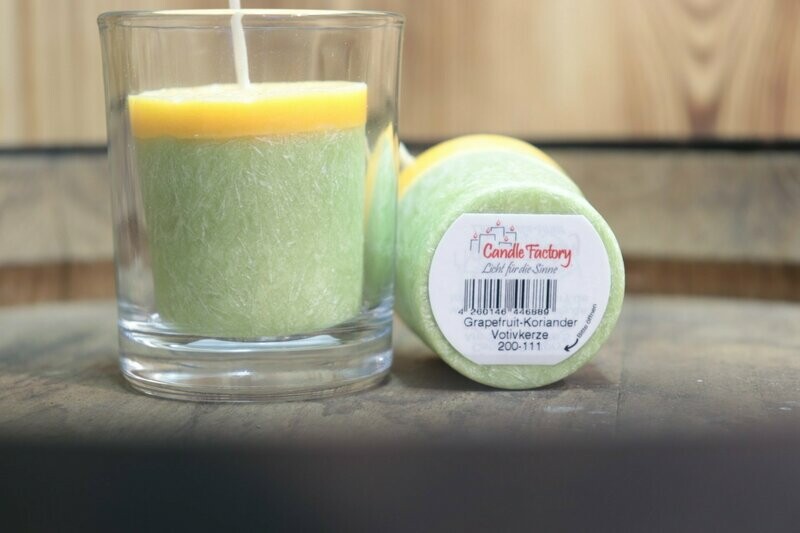 Votivkerze Grapefruit-Koriander (Brenndauer 16 Std.) Votivkerze Grapefruit-Koriander (Brenndauer 16 Std.)