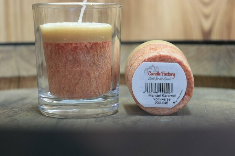 Votivkerze Mandel-Karamel (Brenndauer 16 Std.) Votivkerze Mandel-Karamel (Brenndauer 16 Std.)