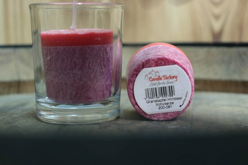Votivkerze Granatapfel-Himbeer (Brenndauer 16 Std.) Votivkerze Granatapfel-Himbeer (Brenndauer 16 Std.)