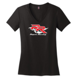 Roper Racing Logo Ladies V-Neck T-Shirt, Color: Black