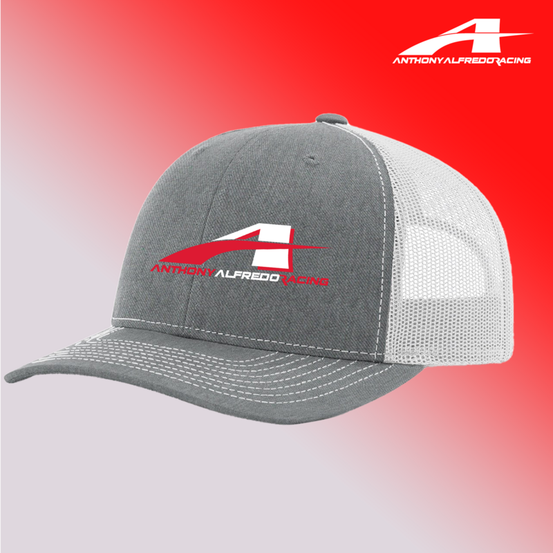 Anthony Alfredo Logo Hat Grey, Color: Adjustable Hat - Grey Front/White Back with Red Logo