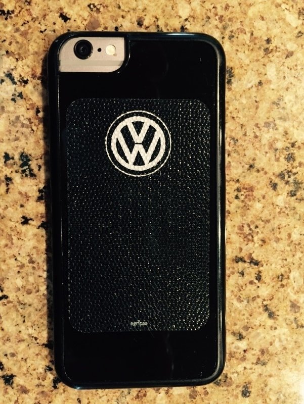 Shown on a black VW iPhone 6 / 6s case ... protects the VW logo and case from scratches while providing super grip!