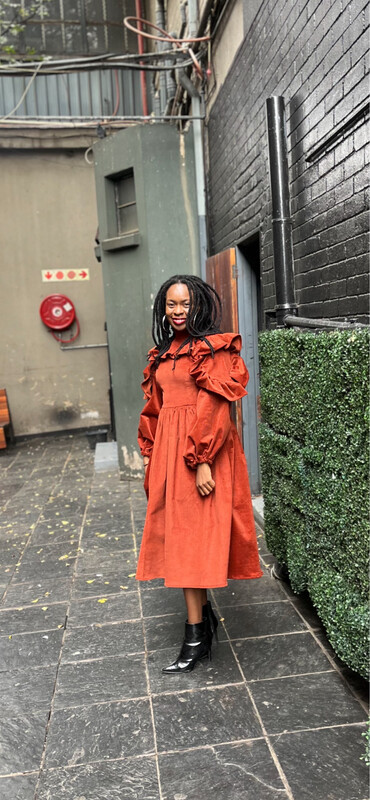 THULI CORDRUOY MIDI - BURNT ORANGE