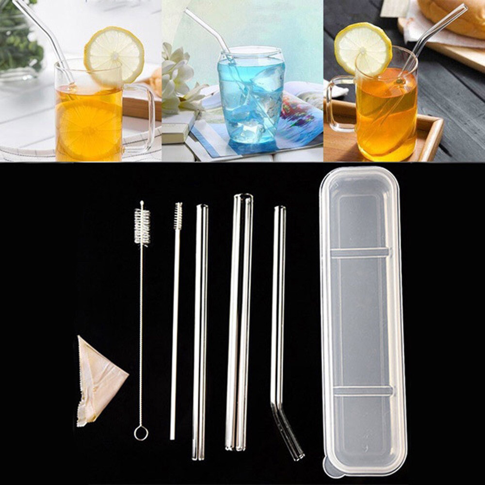 Transparent Glass Straws Set
