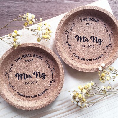 Personalized Coaster (Mr &amp; Mrs) 水松木杯墊訂製
