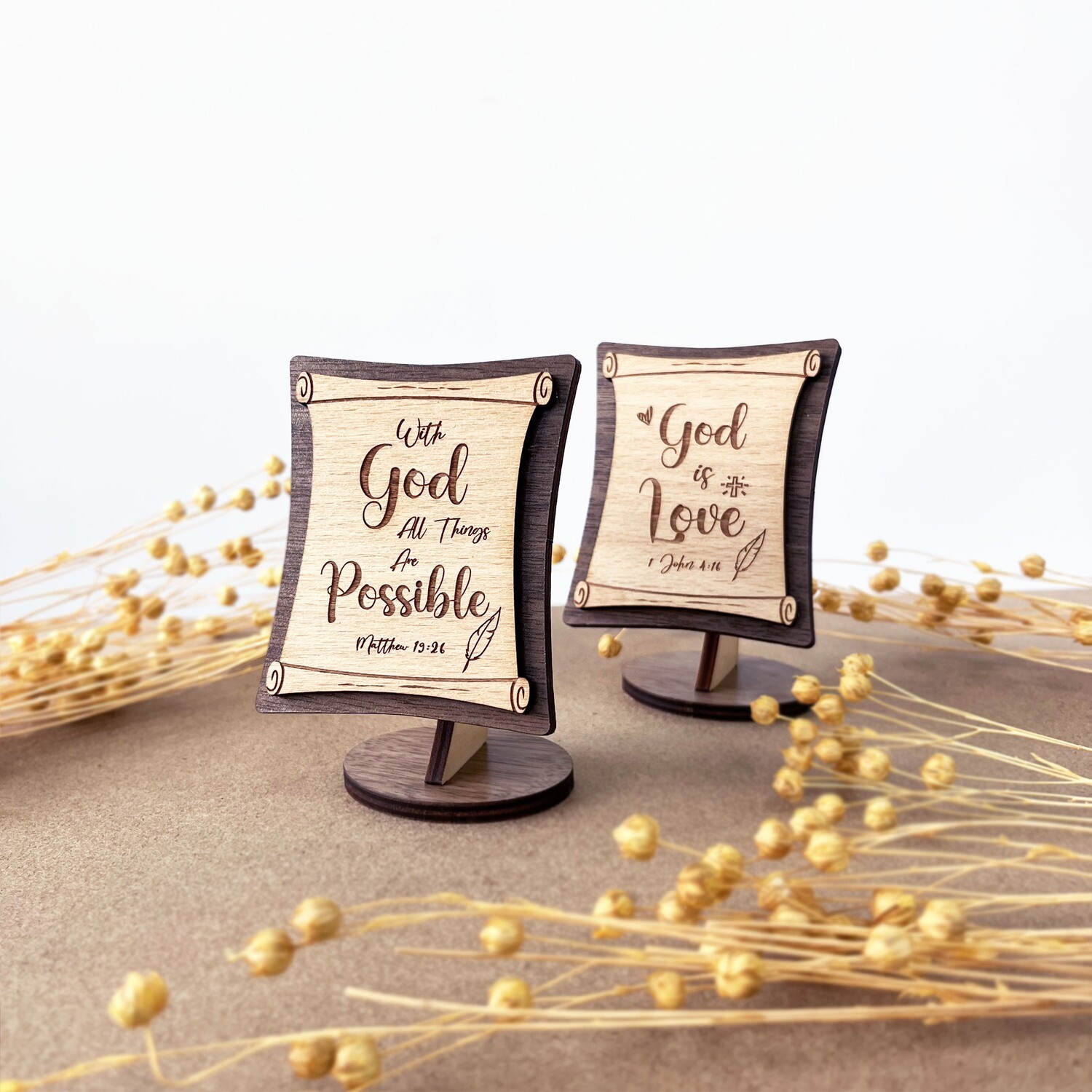 English Bible Scripture Desk Decor 聖經金句擺設-古卷款式 (英文)