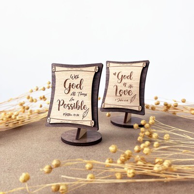 English Bible Scripture Desk Decor 聖經金句擺設-古卷款式 (英文)