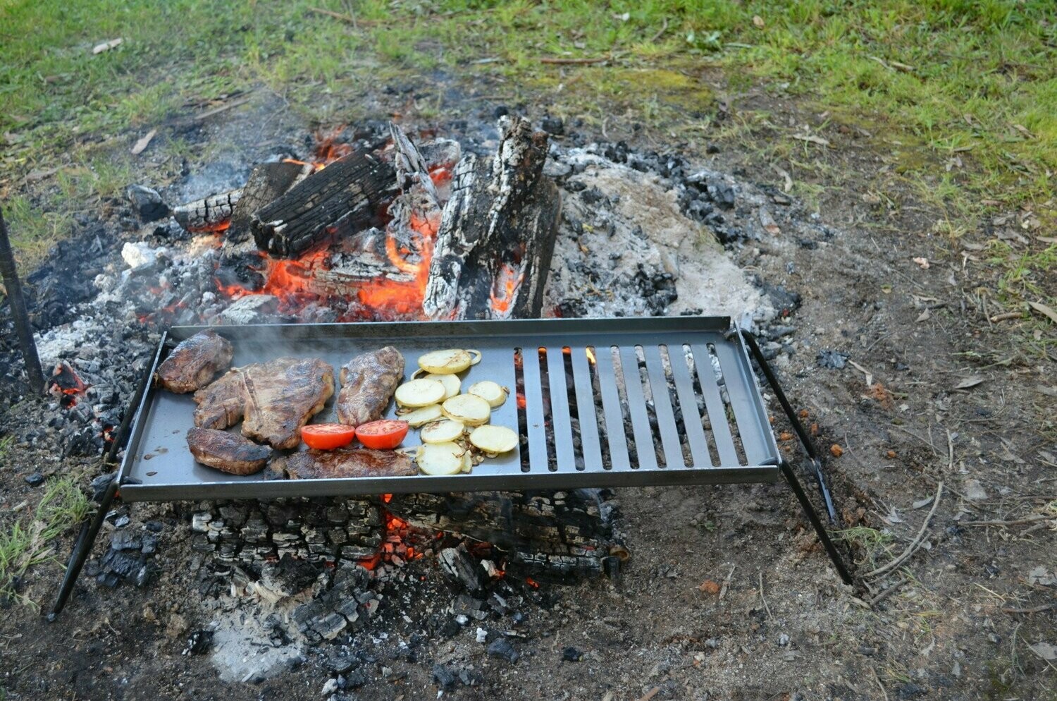 Camping Hotplate Grill with removable legs 540mm x 300mm