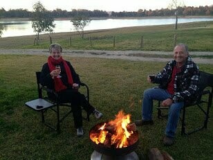 Black Steel Compact Fire Pit in Canvas Carry Bag.