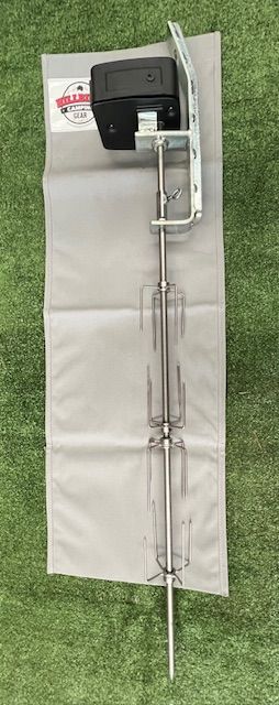 Hillbilly Battery Spit and Bracket for the CookStand in Canvas Carry Bag.