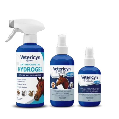 Vetericyn Plus HydroGel spray for wound care in dogs, cats, horses, rabbits, chickens, goats and other animals