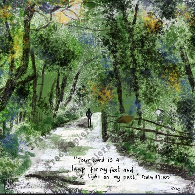 Lamp on path