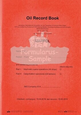 Oil Record Book MARPOL / Öltagebuch MARPOL