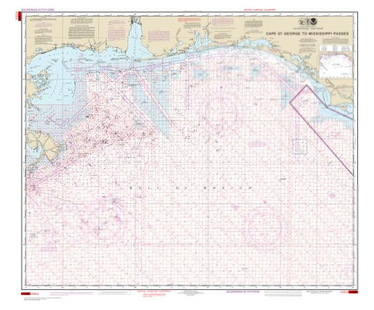 NOAA Chart 1115A - Cape St. George to Mississippi Passes (Oil and Gas Leasing Areas)