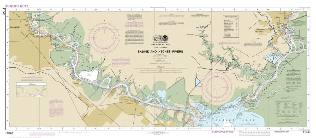 NOAA Chart 11343 - Sabine and Neches Rivers