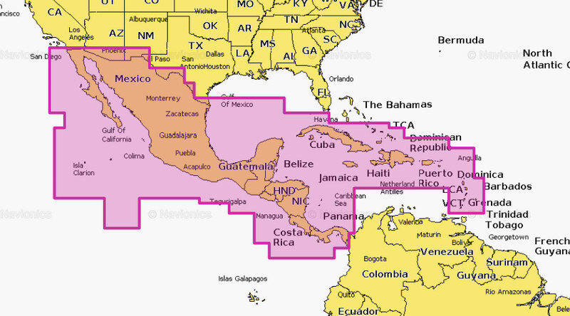 Navionics+ regular - Central America & Caribbean