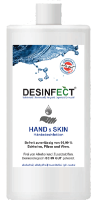 DESINFECT HAND & SKIN PLUS
1x500 ml EURO-Flasche