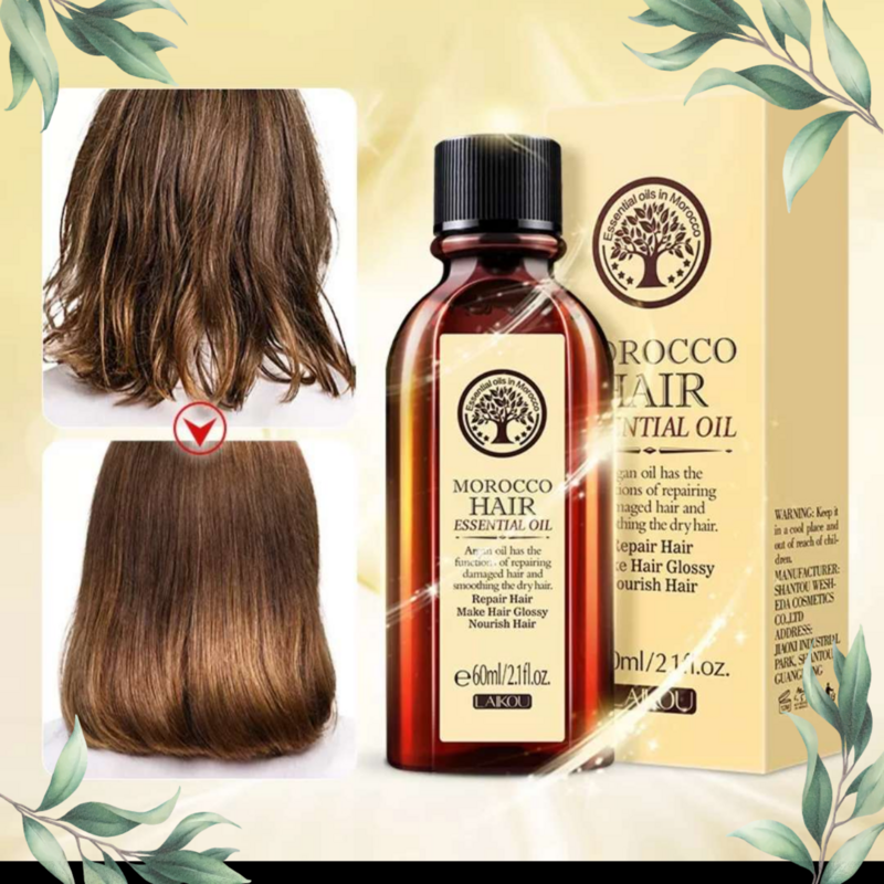 60ML Hair Care Moroccan Pure Argan Oil Hair Essential Oil for Dry Hair Types Multi-functional Hair Care for Woman