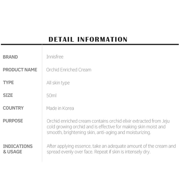 [Pre-Order Sale!] Innisfree - Jeju Orchid Enriched Cream50ml (Expiry in 2022)