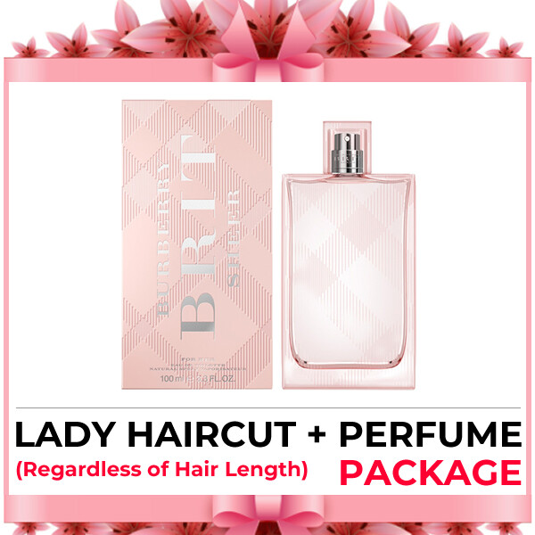 Hijabis Salon Muslimah Lady Haircut Service + Perfume (Burberry Brit Sheer EDT 100ml) Package