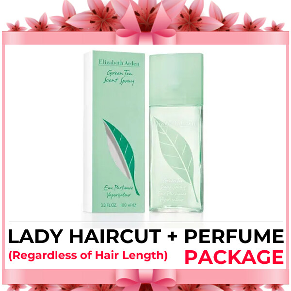Hijabis Salon Muslimah Lady Haircut Service + Perfume (Elizabeth Arden Green Tea EDP 100ml) Package